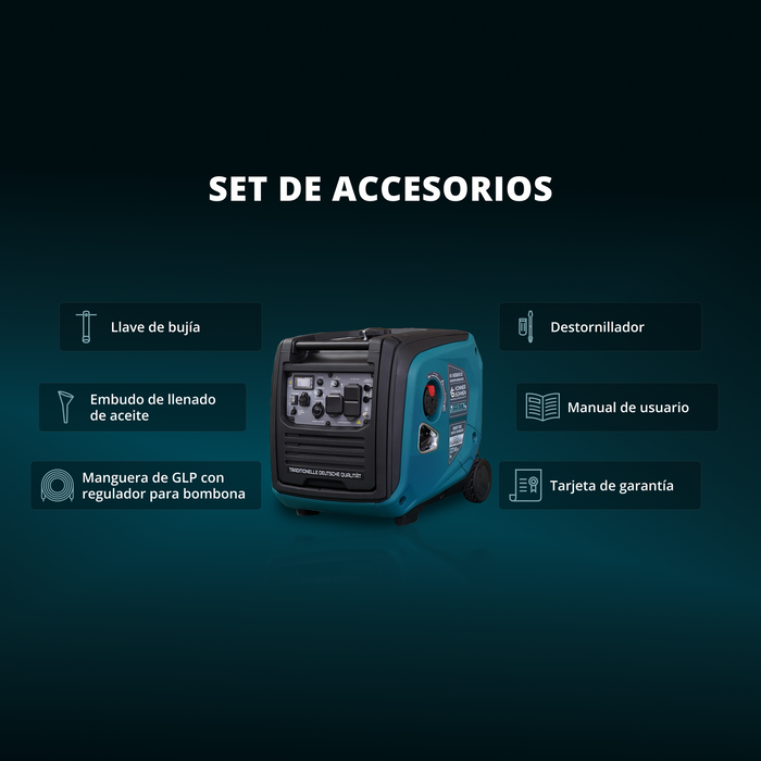 Generador Inversor Dual de 4000W Könner & Söhnen | A Gas GLP/Gasolina, Arranque Eléctrico, Sensor de CO | KS 4000iEHS CO