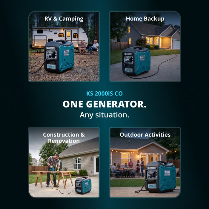 Könner & Söhnen 2000W Portable Inverter Generator | Super Quiet 57 dB, Pure Sine Wave | KS 2000iS CO