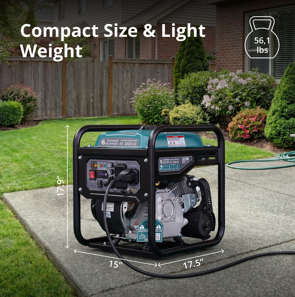 Könner & Söhnen 3200W Portable Inverter Generator | Gasoline, Pure Sine Wave, CO Sensor | KS 3200i CO