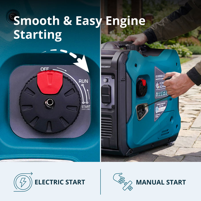 Könner & Söhnen 5500W Portable Inverter Generator | Gasoline, Electric Start, CO Sensor | KS 6000iES CO