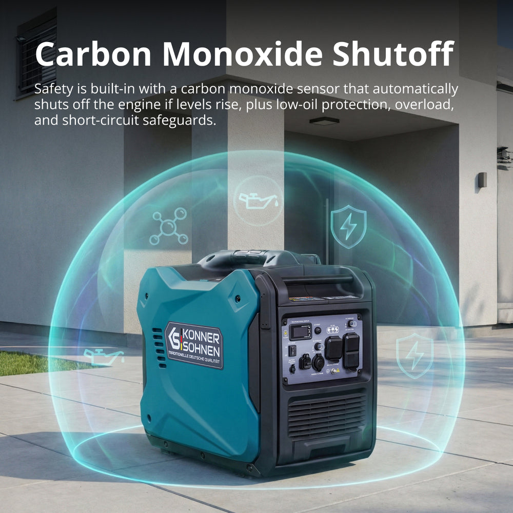 Könner & Söhnen 5500W Portable Inverter Generator | Gasoline, Electric Start, CO Sensor | KS 6000iES CO