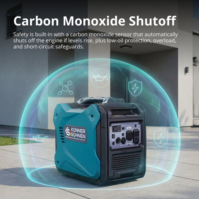 Könner & Söhnen 5500W Portable Inverter Generator | Gasoline, Electric Start, CO Sensor | KS 6000iES CO
