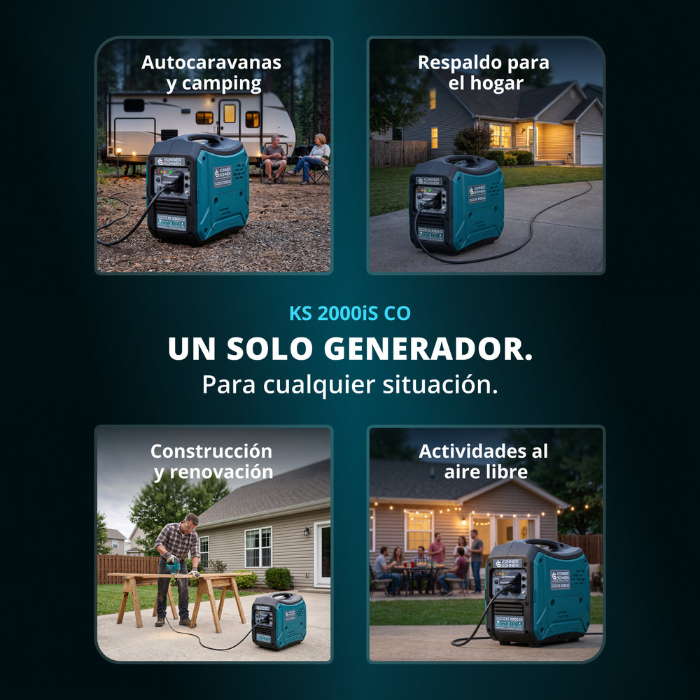 Generador Inverter Portátil de 2000 W, 1800 W de potencia continua, Onda Sinusoidal Pura, Sensor de CO, Solo 41.8 lb