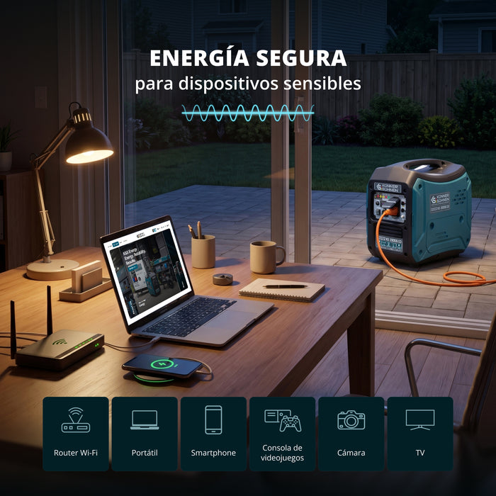 Generador Inverter Portátil de 2000 W, 1800 W de potencia continua, Onda Sinusoidal Pura, Sensor de CO, Solo 41.8 lb