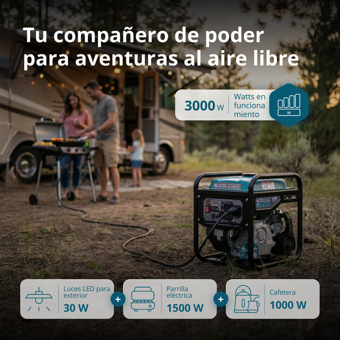 Generador Inversor Portátil de 3200W Könner & Söhnen | A Gasolina, Onda Senoidal Pura, Sensor de CO | KS 3200i CO