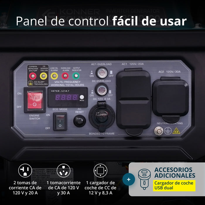 Generador Inversor Portátil de 3200W Könner & Söhnen | A Gasolina, Onda Senoidal Pura, Sensor de CO | KS 3200i CO