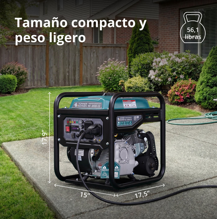 Generador Inversor Portátil de 3200W Könner & Söhnen | A Gasolina, Onda Senoidal Pura, Sensor de CO | KS 3200i CO