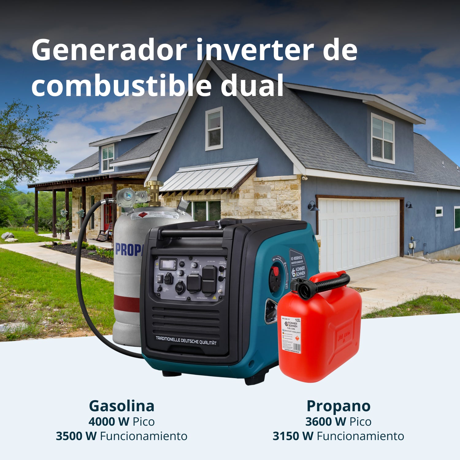 Generador inverter híbrido de gas/gasolina KS 4000iEHS CO