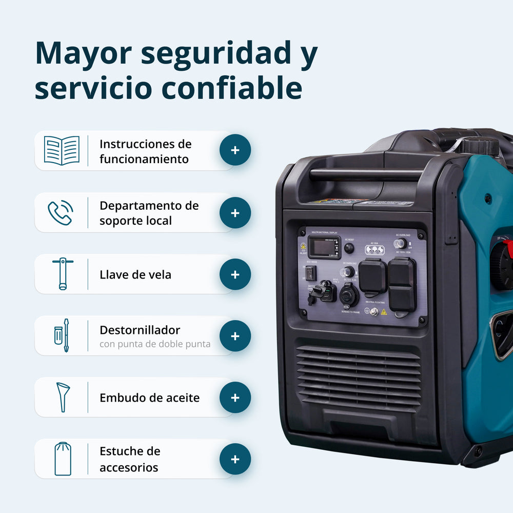 Generador Inverter 5500W de potencia máxima / 5.000 W de potencia nominal, Arranque Eléctrico, 120/240 V 30 A, Onda Sinusoidal Pura, Sensor de CO | KS 6000iES CO Könner & Söhnen