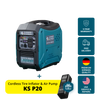 Könner & Söhnen KS 2000iS silent inverter generator featuring Premium German Quality, 3-Year Warranty, USA service & repairs, and included free tire inflator gift.