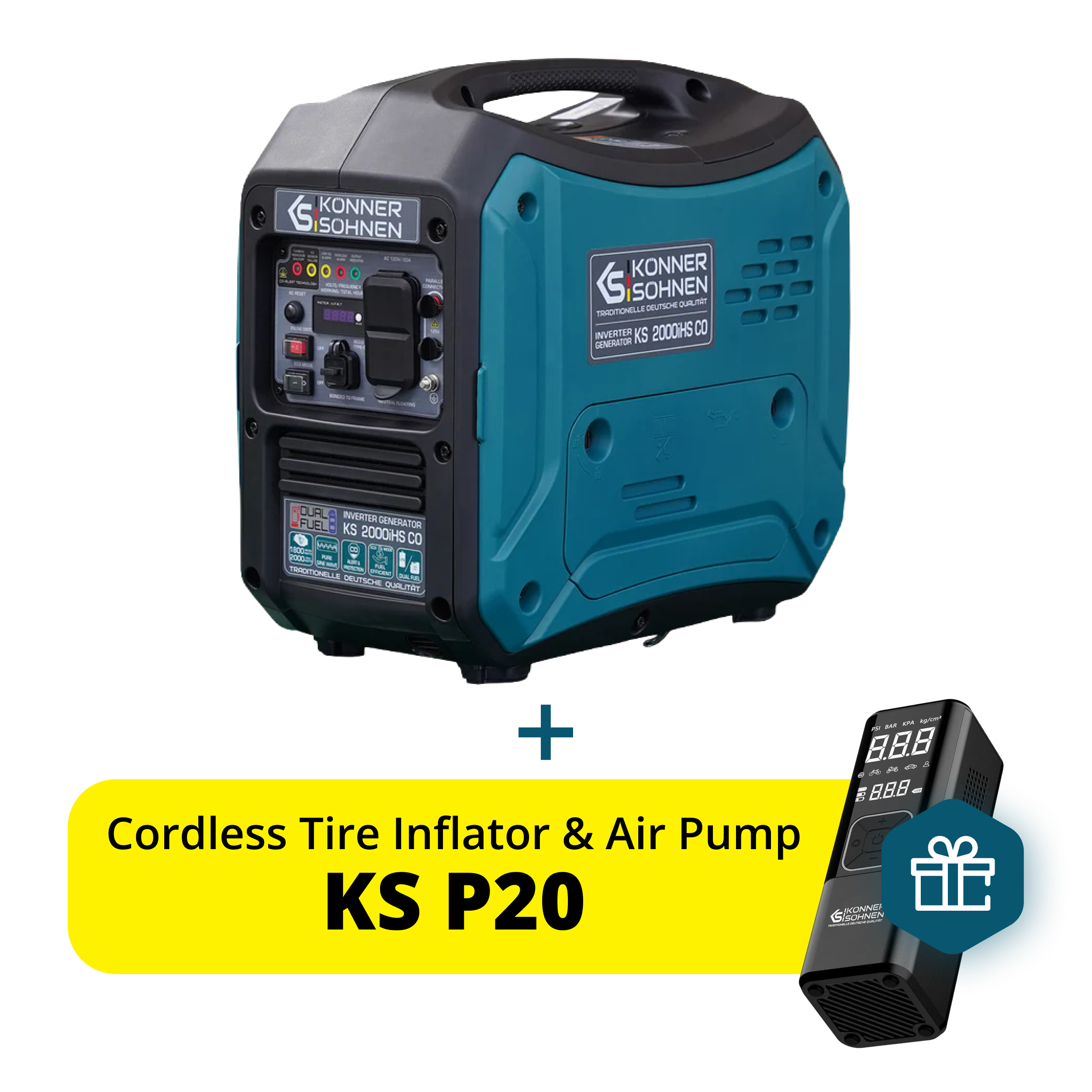 Photos - Generator Konner&Sohnen Könner & Söhnen 2000W Portable Dual Fuel Inverter | Gasoline & Propane, Super Quiet 57 dB | KS 2000iH S CO
