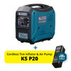 Könner & Söhnen KS 2000iHS CO portable suitcase inverter generator with a promotional free gift: the KS P20 cordless tire inflator and air pump