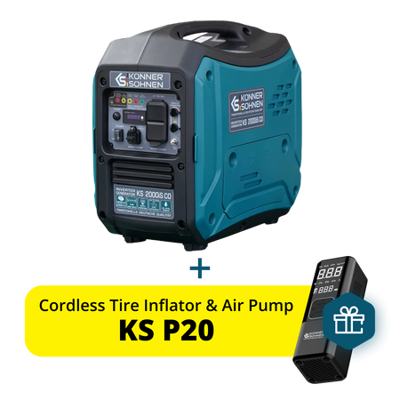 Könner & Söhnen 2000W Portable Inverter Generator | Super Quiet 57 dB, Pure Sine Wave | KS 2000iS CO