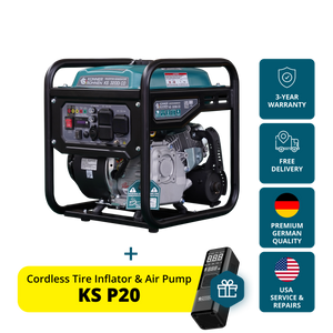 Könner & Söhnen 3200W Portable Inverter Generator | Gasoline, Pure Sine Wave, CO Sensor | KS 3200i CO