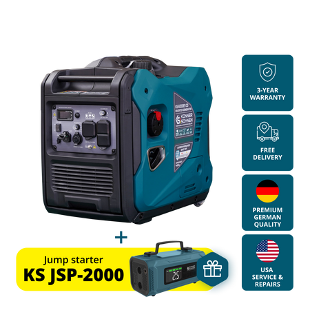 Könner & Söhnen 5500W Portable Inverter Generator | Gasoline, Electric Start, CO Sensor | KS 6000iES CO