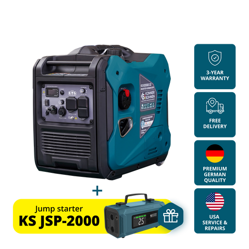 Könner & Söhnen 5500W Portable Inverter Generator | Gasoline, Electric Start, CO Sensor | KS 6000iES CO