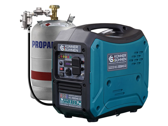 Könner & Söhnen 2000W Portable Dual Fuel Inverter Generator | Gasoline & Propane, Super Quiet 57 dB | KS 2000iH S CO