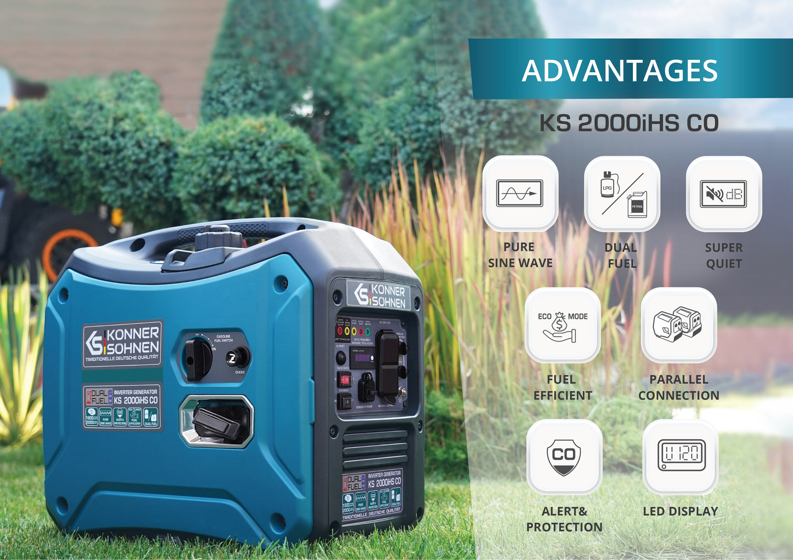 LPG/Gasoline Inverter Generator KS 2000iHS CO - Buy Online in