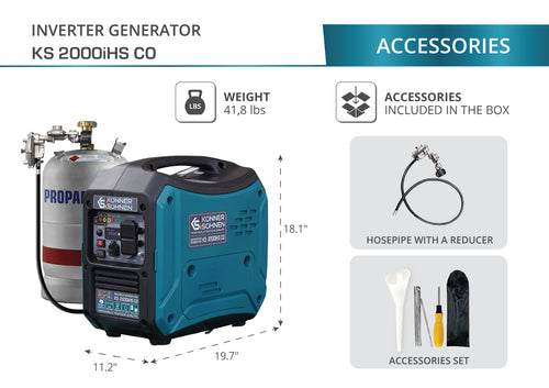 Generador inverter híbrido de gas/gasolina KS 2000iHS CO