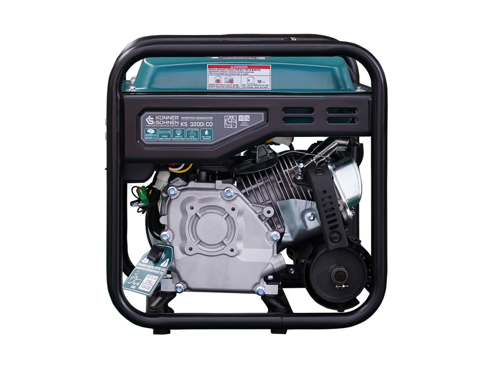 Könner & Söhnen 3200W Portable Inverter Generator | Gasoline, Pure Sine Wave, CO Sensor | KS 3200i CO