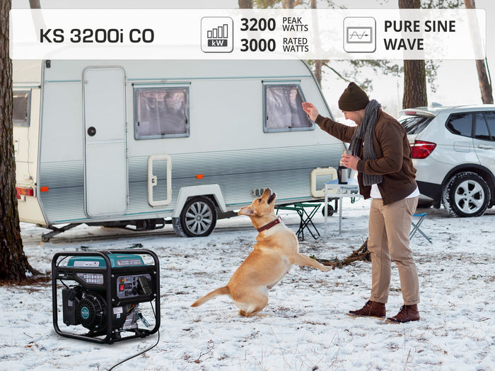 Könner & Söhnen 3200W Portable Inverter Generator | Gasoline, Pure Sine Wave, CO Sensor | KS 3200i CO