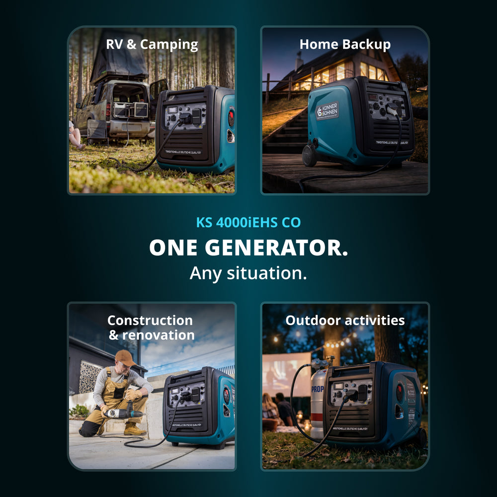 Könner & Söhnen 4000W Dual Fuel Inverter Generator | LPG/Gasoline, Electric Start, CO Sensor | KS 4000iEHS CO