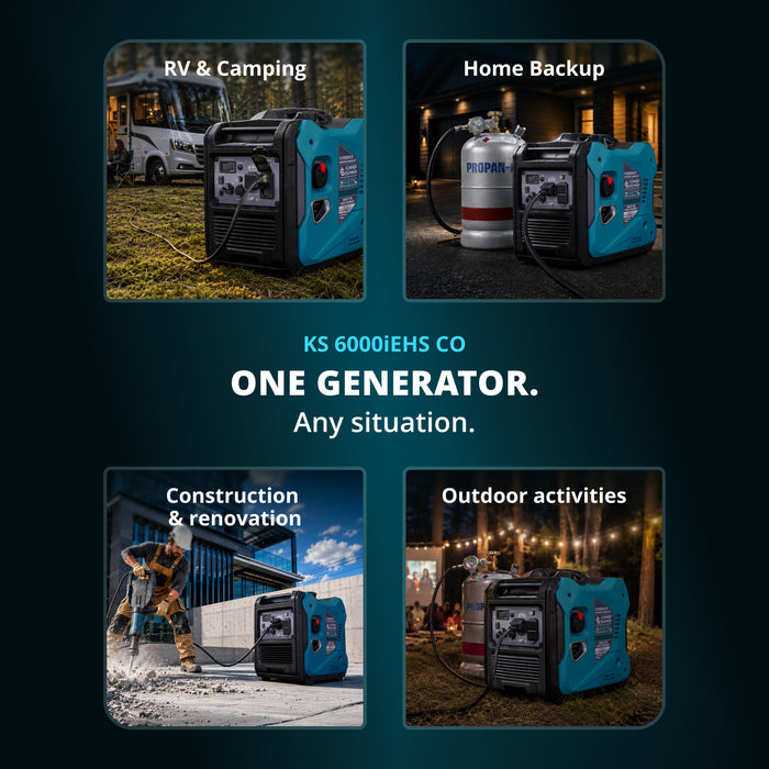 Könner & Söhnen 5500W Dual Fuel Inverter Generator | LPG/Gasoline, Electric Start, CO Sensor | KS 6000iEHS CO