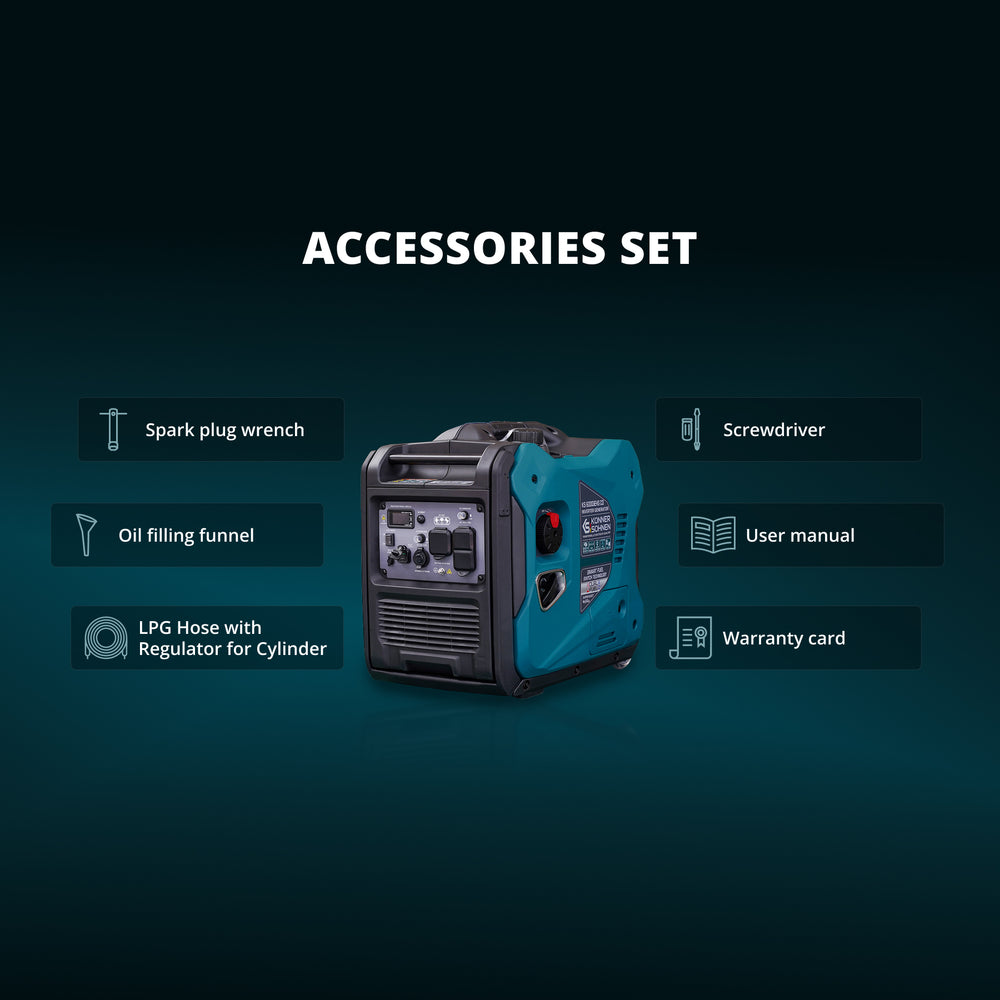 Könner & Söhnen 5500W Dual Fuel Inverter Generator | LPG/Gasoline, Electric Start, CO Sensor | KS 6000iEHS CO