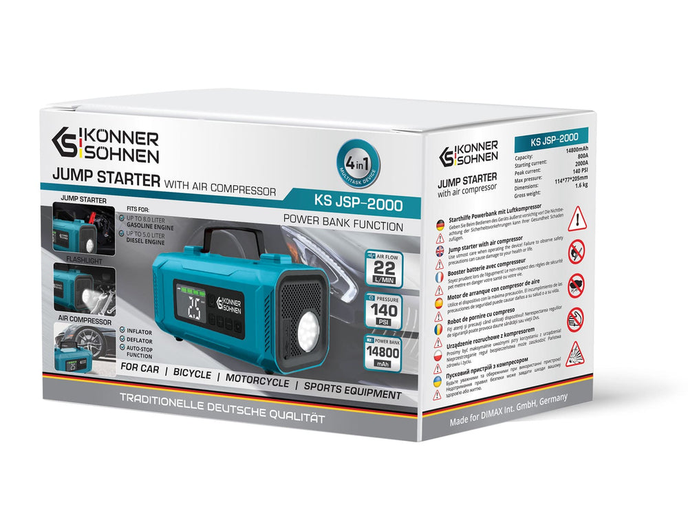 Arrancador de batería con compresor a batería KS JSP-2000